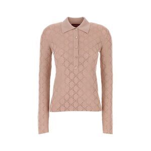 Gucci Women Antiqued Pink Wool Polo Shirt